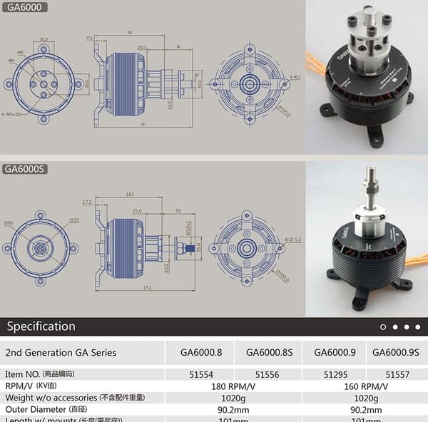 Dualsky GA6000.9 160KV 1020g 50-60cc