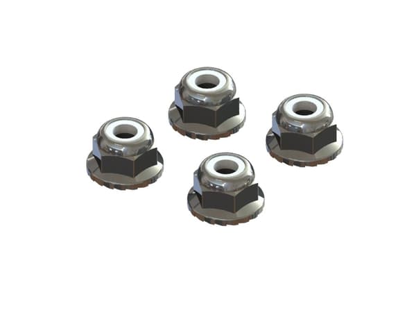 AR708008 Flanged Nyloc Locknut 4mm Silver (4)