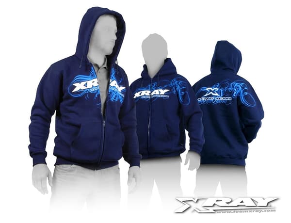 XRAY Sweater Hooded with Zipper - Blue (XXL)