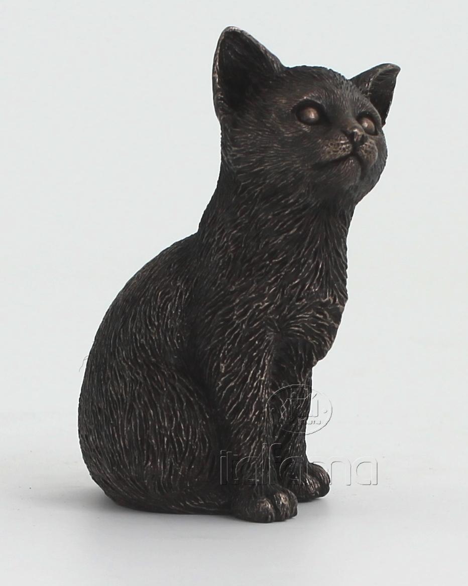Katt i patinerad Brons staty