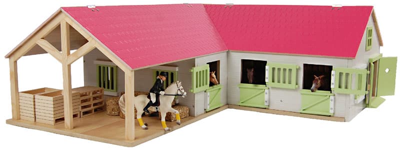 Häststall 4 st. stallboxar Deluxe Rosa till Schleich hästar Kids Globe 1:24
