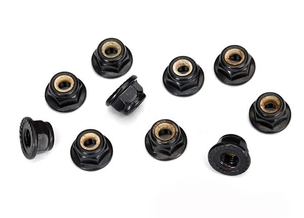 TRX-8347 Locknut M4 Black Flanged Serrated (10)
