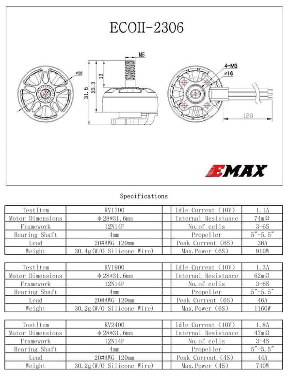 EMAX ECO II Series 2306 2400KV