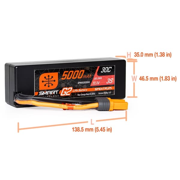 3s  5000mAh - 30C - Spektrum LiPo HC G2 IC5