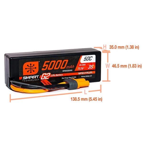3s 5000mAh - 50C - Spektrum LiPo HC G2 IC5