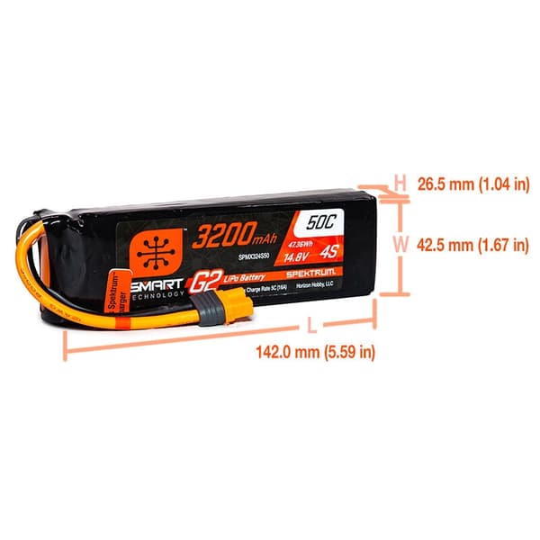 4s  3200mAh - 50C - Spektrum LiPo G2 IC3