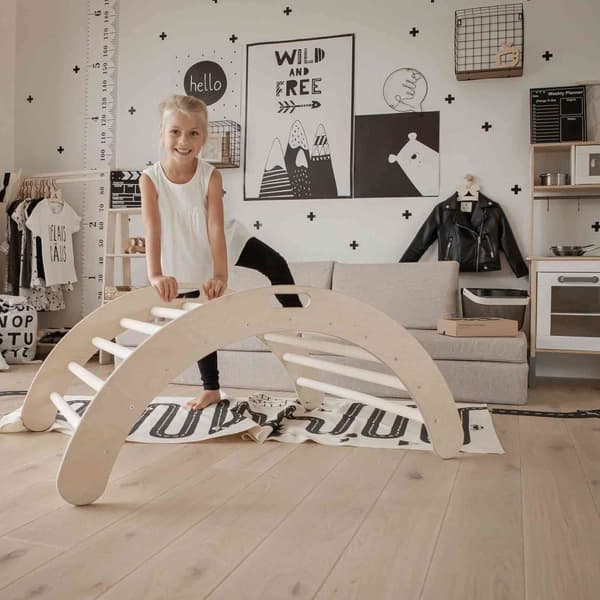 Kletterbogen-kiipeilykaari, Montessori-kaarigynge Puinen kaarikiipeilijä, Kiipeilykaari, Taaperolelut Vauvalahja Lapsen lahja Syntymäpäivälahja lapsel