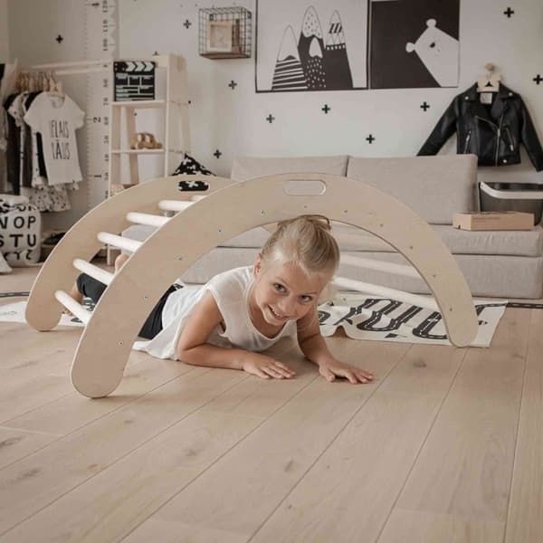 Kletterbogen-kiipeilykaari, Montessori-kaarigynge Puinen kaarikiipeilijä, Kiipeilykaari, Taaperolelut Vauvalahja Lapsen lahja Syntymäpäivälahja lapsel