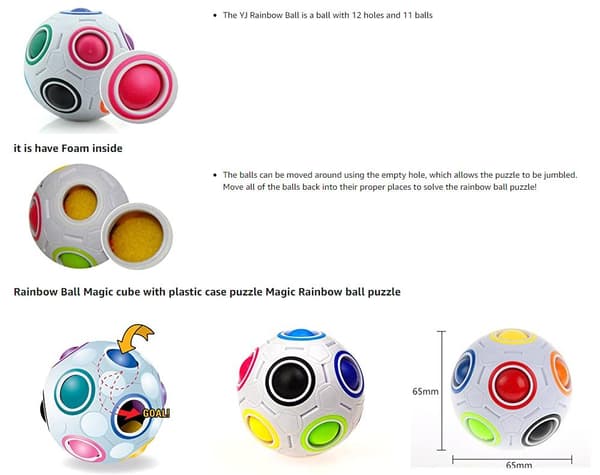 Fidget Ball Magic Rainbow Puzzle Rubiks Fig Cube Toy
