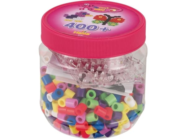 Hama maxi pärlor 400 pärlor+2 plattor i rosa burk