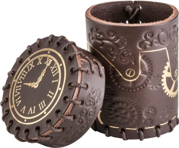 Q-Workshop Steampunk ruskea ja kultainen nahkamuki