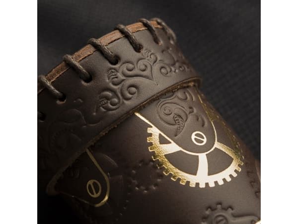 Q-Workshop Steampunk ruskea ja kultainen nahkamuki