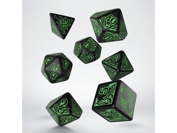 Q-Workshop "Zew Cthulhu" 7:e utgåvan tärningsset - Svart och grön (97472)