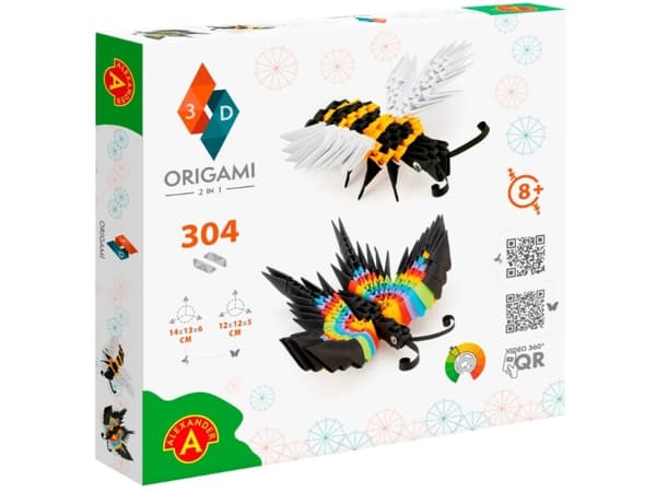 Origami 3D 2-i-1 pakke - Bi og sommerfugl
