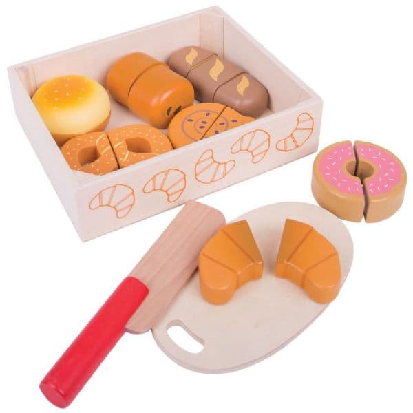 Låda med bröd och kakor