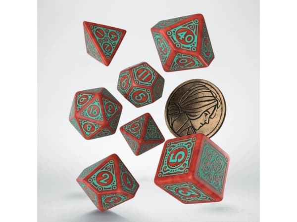 Dėlionė Q Workshop The Witcher Triss kauliukų rinkinys raudonos ir turkio sp