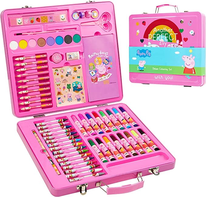 Peppa Pig Art Set, Färgpennor för barn Ritset, Barnkonst Set 60 delar