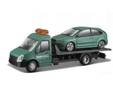 BBURAGO 18-31404, Raskaan kuljetusrekan pienoismalli, Esikoottu, 1:43, Ford Focus ST, 2 kpl, Vihreä