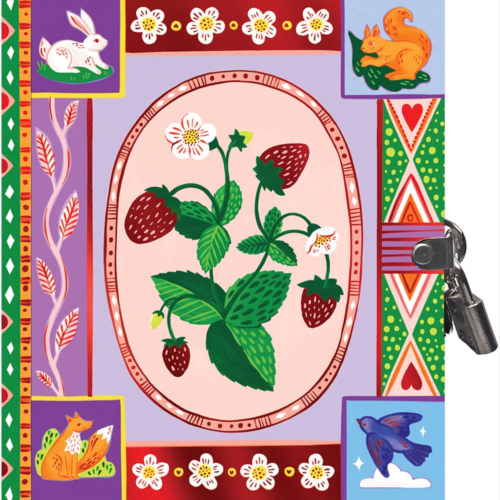 eeBoo - Diary with Lock - Strawberries - (ELDSWB