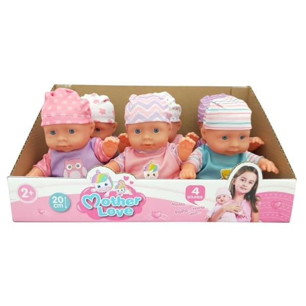 Mother Love Baby Doll + Sound 20cm Assorted Display 6 delar