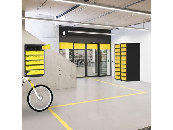Opladningsskabe cykelbatterier B550 6 rum, vægmodel, grå