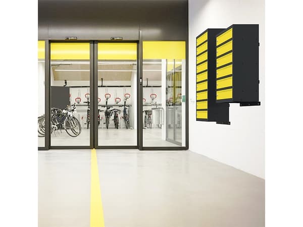 Opladningsskabe cykelbatterier B550 6 rum, vægmodel, grå