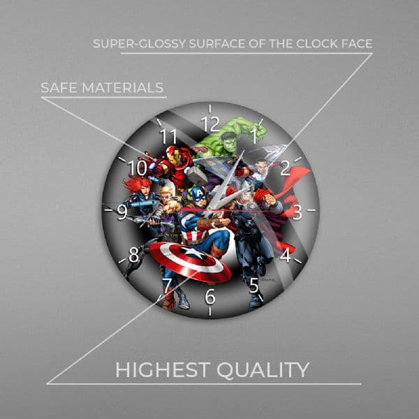 Marvel Avengers svart analog väggklocka