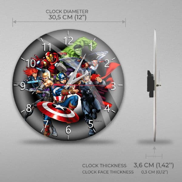 Marvel Avengers svart analog väggklocka