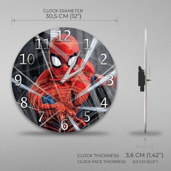 Spiderman svart analog väggklocka