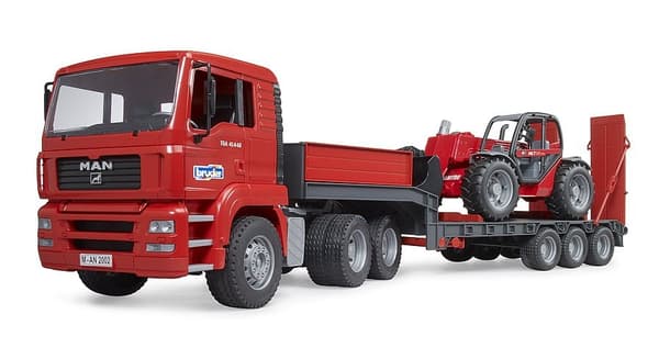 Bruder - MAN TGA truck with low loader trailer  Manitou telehandler (02774)
