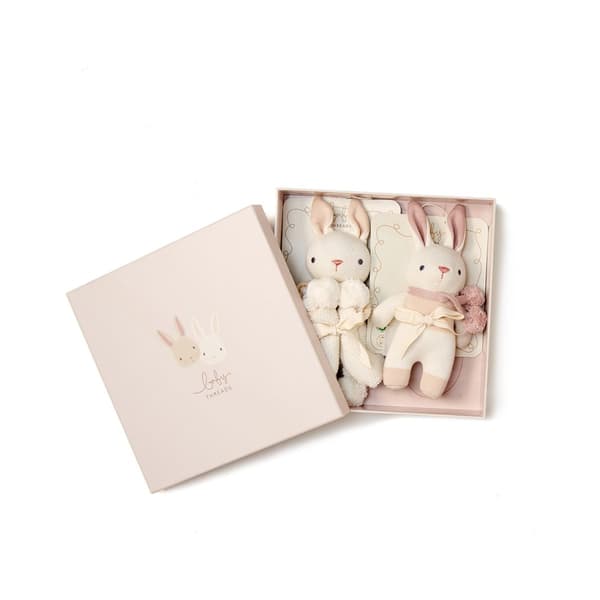 ThreadBear - Gift Box Set - Cream Bunny - Comforter and Rattle - Organic GOTS - (TB4080)