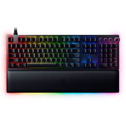 Razer Huntsman V2, Optical Gaming Keyboard with Near-zero Input Latency (Clicky Optical Switch), US Layout, Doubleshot PBT Keycaps, Sound Dampening Fo