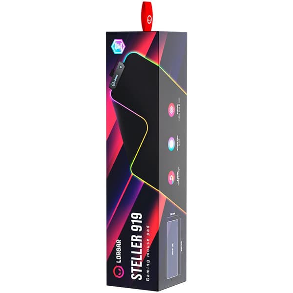 Lorgar Steller 919, Gaming mouse pad, High-speed surface, anti-slip rubber base, RGB backlight, USB connection, Lorgar WP Gameware support, size: 900m