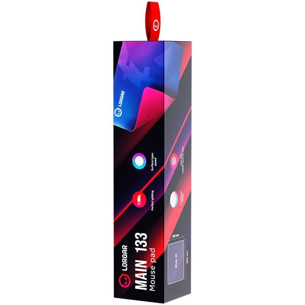 Lorgar Main 133, Gaming mouse pad, High-speed surface, Purple anti-slip rubber base, size: 360mm x 300mm x 3mm, weight 0.2kg