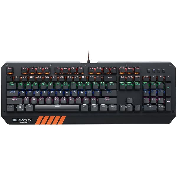 CANYON Hazard GK-6, Wired multimedia gaming keyboard with lighting effect, 108pcs rainbow LED, Numbers 104keys, EN double injection layout, cable leng Svart