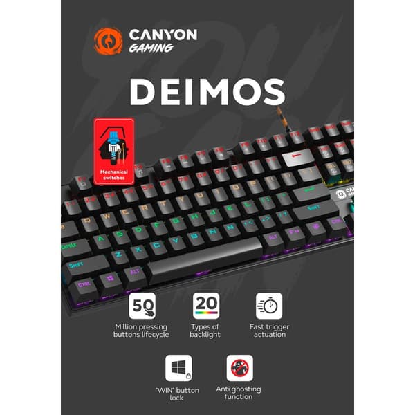 CANYON keyboard Deimos GK-4 Rainbow US Wired Black