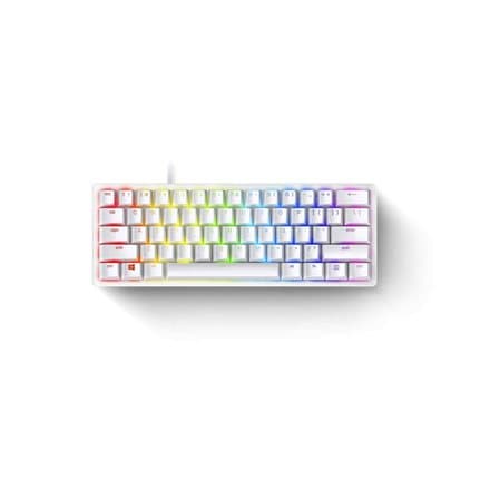 Razer Huntsman Mini White, Linear Optical Switch, size 60%, RGB Chroma, Doubleshot PBT Keycaps, Standard Bottom Row Layout, Fully programmable keys wi