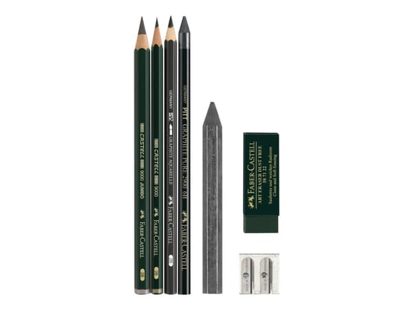 Faber-Castell Pitt Graphite set - Sett med fettstift og blyant - grafitt - 2B, 6B - 5 deler