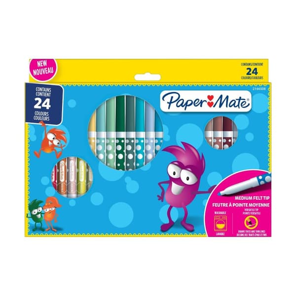Paper Mate - Childrens Colouring Felt Tip Pens 24-Blister (2166508)