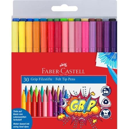 Faber-Castell - Fibre-tip pens Grip Colour Marker set, 30 pc (155335)
