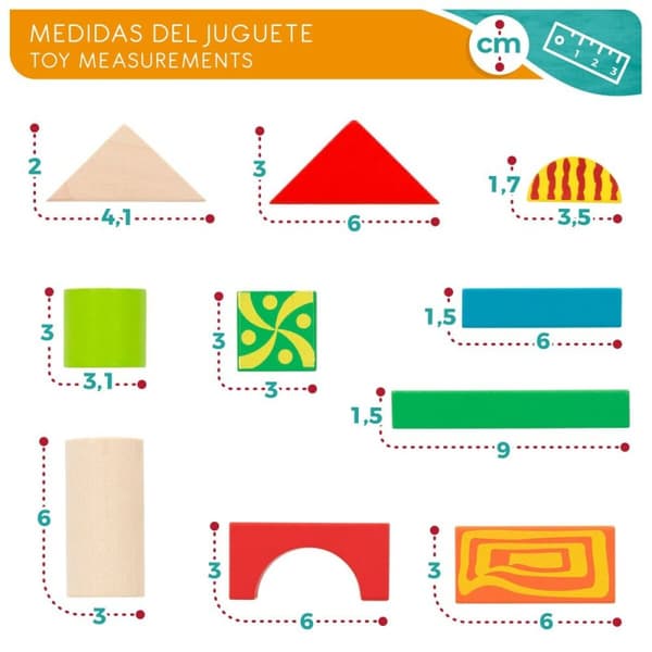 wooden Construction set Woomax 50 Pieces (6 Units)