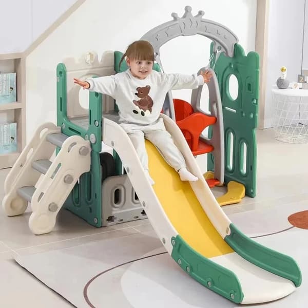 Babyslide, Rolig Design, Multifunktionell med Gunga, XLB01-GREYWHITE