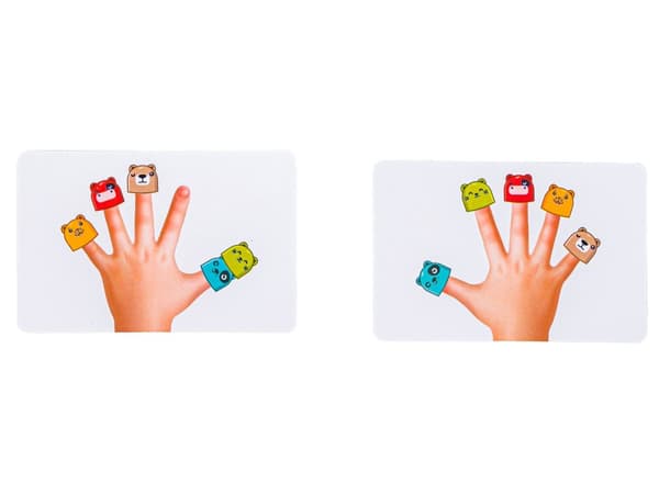 Refleksspilpoter, Fingrene op, FINGRE OP SPIL, Farverige fingerbøl, Kort, Klokke, Hvem er først
