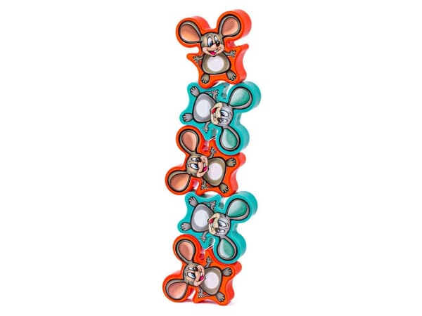 Arcade-peli BALANCED MICE Tumbling Mice Game, Cheese Tower, Blocks, Puzzle