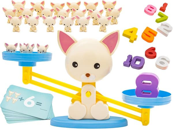 Lära sig att räkna Game - Balans Balans Skala Skala Hund + Valpar - Valp Upp