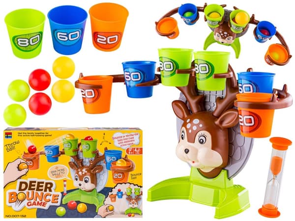 Arkadspel kastar bollen i korgen till målet, Deer + Accessories, Deer Bounce Game