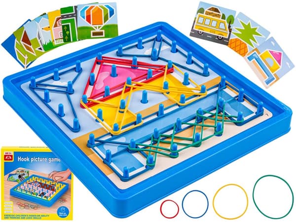 Pedagogiskt arkadspel Pussel Färgglada gummiband String Krok Picture Game Cards