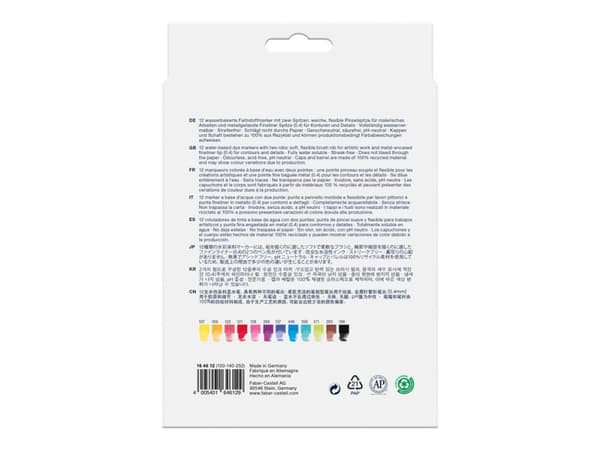 Faber-Castell Creative Studio Goldfaber Aqua - Penselpenna och fineliner kombination - blandfärger - vattenbaserad färgbläck - 4 mm (paket om 12)