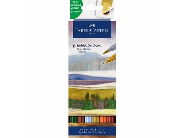 Faber-Castell 164521, 6 styck, Blandade färger, Pensel / Fin spets, Blandade färger, Rund, Vattenbaserat bläck