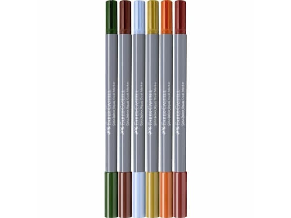 Faber-Castell 164521, 6 styck, Blandade färger, Pensel / Fin spets, Blandade färger, Rund, Vattenbaserat bläck